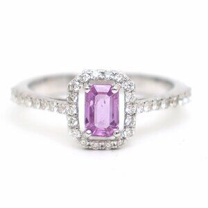 Petal Edge 18K White Gold Pink Sapphire Diamond Ring